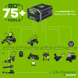 Greenworks 80V 21" Cordless Battery 4-in-1 Self-Propelled Lawn Mower w/ 4.0Ah Battery & Charger - 2550402