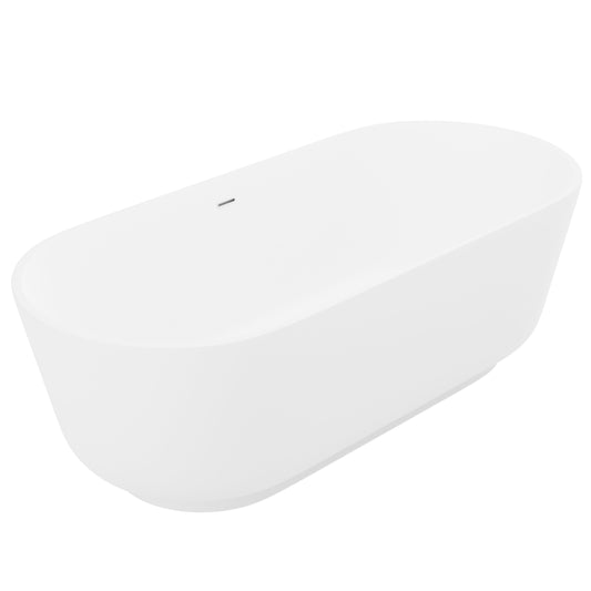 Anzzi Badi 5.9 ft. Solid Surface Center Drain Freestanding Bathtub in Matte White FT-AZ8402 - FT-AZ8402
