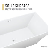 Anzzi Kayenge 5.9 ft. Solid Surface Center Drain Freestanding Bathtub in Matte White FT-AZ8419 - FT-AZ8419