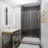 Anzzi Leon Series 48 in. by 76 in. Frameless Sliding Shower Door with Handle SD-AZ8077-01  - SD-AZ8077-01BG