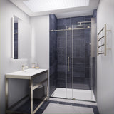 Anzzi Leon Series 48 in. by 76 in. Frameless Sliding Shower Door with Handle SD-AZ8077-01  - SD-AZ8077-01BG