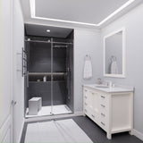 Anzzi Leon Series 48 in. by 76 in. Frameless Sliding Shower Door with Handle SD-AZ8077-01  - SD-AZ8077-01BG