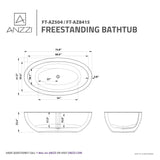 Anzzi Lusso 6.3 ft. Solid Surface Center Drain Freestanding Bathtub in Matte White FT-AZ504 - FT-AZ504
