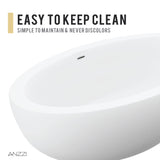 Anzzi Lusso 6.3 ft. Solid Surface Center Drain Freestanding Bathtub in Matte White FT-AZ504 - FT-AZ504
