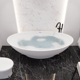 Anzzi Masoko 6.2 ft. Solid Surface Center Drain Freestanding Bathtub in Matte White FT-AZ8420 - FT-AZ8420
