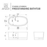Anzzi Roccia 5.1 ft. Solid Surface Center Drain Freestanding Bathtub in Matte White FT-AZ505 - FT-AZ505