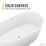 Anzzi Roccia 5.1 ft. Solid Surface Center Drain Freestanding Bathtub in Matte White FT-AZ505 - FT-AZ505