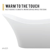 Anzzi Tuasavi 5.6 ft. Solid Surface Center Drain Freestanding Bathtub in Matte White FT-AZ8418 - FT-AZ8418
