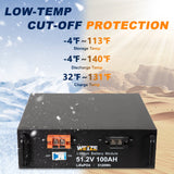 WEIZE SALE - WEIZE 48V(51.2V) 100Ah 5120Wh LiFePO4 Lithium Battery - BAC-0122