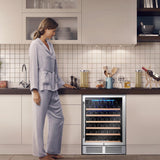 BODEGAcooler 24" 46 Bottles Wine Cooler in Stainless Steel with Wood Shelves