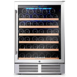 BODEGAcooler 24" 46 Bottles Wine Cooler in Stainless Steel with Wood Shelves