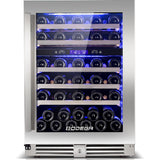 BODEGAcooler 24" 56 Bottles Dual Zone Compressor Wine Cooler with Wood Shelves