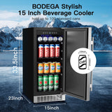 Earth Day Sale-BODEGAcooler 15" Built-in 100 Can Beverage Fridge in Stainless Steel