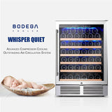 BODEGAcooler 24" 46 Bottles Wine Cooler in Stainless Steel with Wood Shelves