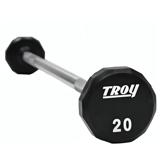 Troy 12-Sided Urethane Straight Barbell Set with Rack - COMMPAC-TSBU110