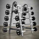 Troy 12-Sided Urethane Straight Barbell Set with Rack - COMMPAC-TSBU110