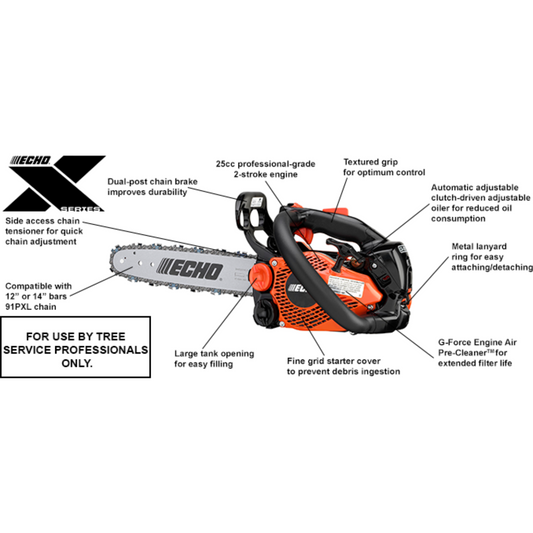 Echo  Professional Top Handle Chain Saw - 25.0 CC - 1.49 HP* - CS-2511T- Powerhead Only