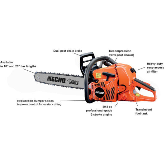 Echo CS-590 Timber Wolf Chain Saw, 59.0 CC, 4.02 HP - CS-590 Powerhead Only