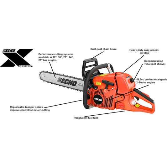 Echo CS-620PW 59cc Professional Chainsaw, Wrap Handle (Powerhead Only)
