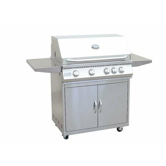 KOKOMO 32" 4-Burner BBQ Grill, Stainless Steel, Locking Casters - KO-BAK4BG