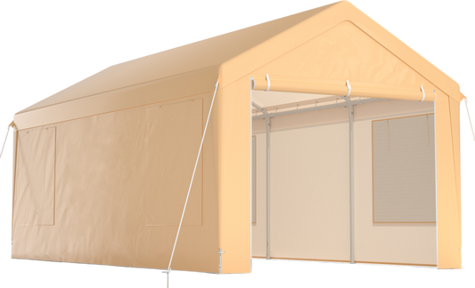 Costway Heavy-Duty Carport 10 x 20 Ft with Removable Sidewalls New - AW10007YW