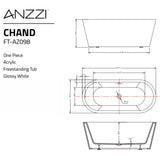 Anzzi Chand 67 in. Acrylic Flatbottom Freestanding Bathtub in White FT-AZ098 - FT-AZ098