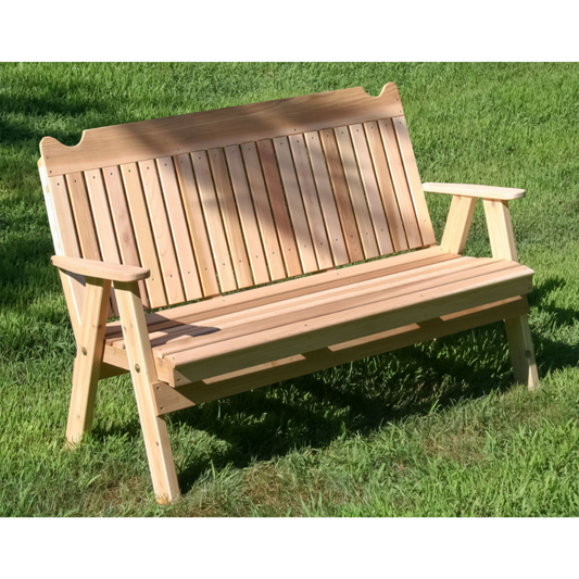 Creekvine Designs Red Cedar Straight Back English Garden Bench - WF4SBB-2CVD