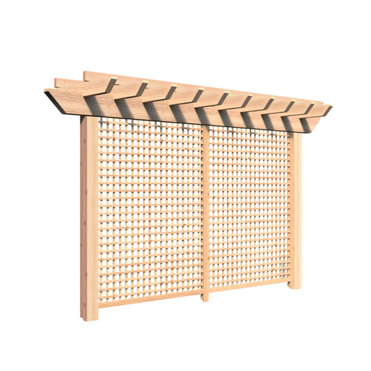 Creekvine Designs Rough Cut Cedar Monterrey Pergola with Lattice - HBWRCCMPPL3x8CVD