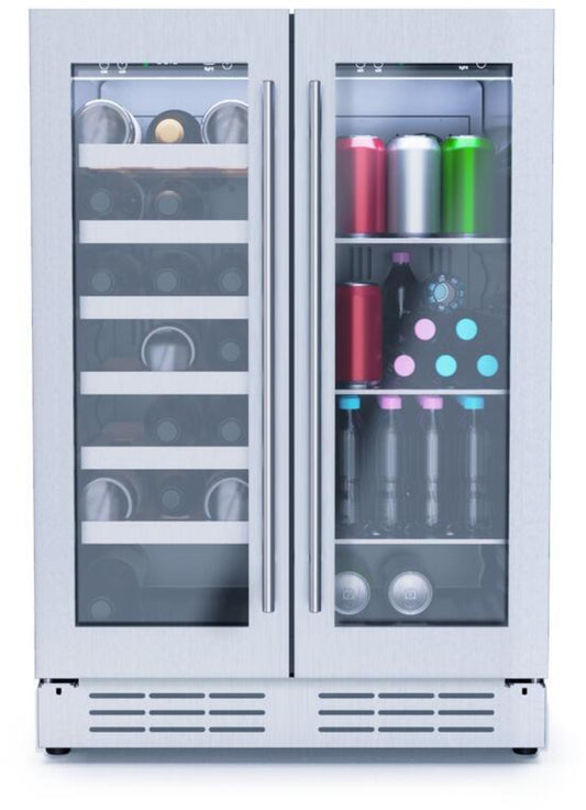 Elica -  French Door, Dual Zone, Beverage and Wine Center, 23 7/16" W x 22 1/4" D x 33-34" H, 4.4 cu/ft   - Undercounter Refrigerator -EBF52SS1