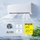 Costway 12000 BTU 21 SEER2 208-230V Ductless Mini Split Air Conditioner Heat Pump System Remote Control New - FP10412US-WH