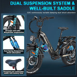 FREESKY Rocky 750 w Ready to Ride Step Thru Ebike 20x4 Electric Cargo eBike - FREES|CARGO|BLACK|0593