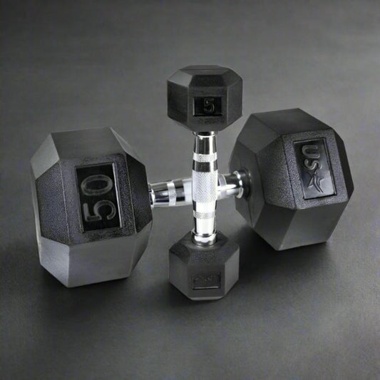 USA by Troy HD-R Rubber Hex Dumbbells - (2) HD-003R