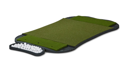 Rain or Shine Golf Fiberbuilt Grass Series Hourglass Pro Studio Golf Mat - Double Hitting - T7R-6X4-Kit