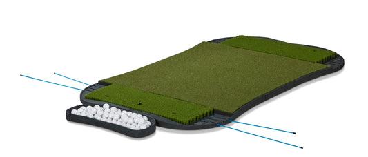 Rain or Shine Golf Fiberbuilt Grass Series Hourglass Pro Studio Golf Mat - Double Hitting - T7R-6X4-Kit