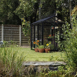 Janssens | 6x8 ft Helios Urban Victorian Glass Greenhouse Kit With 4mm Tempered Glass Glazing - HELIOS-URBAN-BLACK