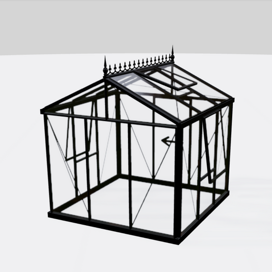 Janssens | 8x8 ft Helios Junior Victorian Glass Greenhouse Kit With 4mm Tempered Glass Glazing -  HELIOS-RFX221-8x8-BLACK