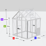 Janssens | 8x8 ft EOS Glass Greenhouse Kit With 4mm Tempered Glass Glazing - EOS-8x8-BLACK-OYB191