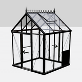 Janssens | 8x8 ft EOS Glass Greenhouse Kit With 4mm Tempered Glass Glazing - EOS-8x8-BLACK-OYB191