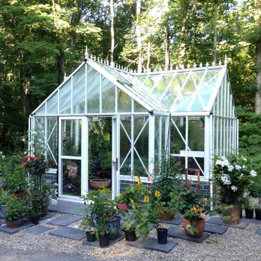 Janssens | 13x16x9 Ft Antique Orangerie Glass Greenhouse Kit With 4mm Tempered Glass Glazing - ANTIQUE-ORANGERIE-WHITE