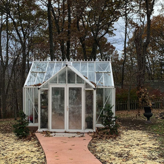 Janssens | 13x13x10 Ft Royal EOS T Glass Greenhouse Kit With 4mm Tempered Glass Glazing - ROYAL-EOS-T-GRND-WHITE