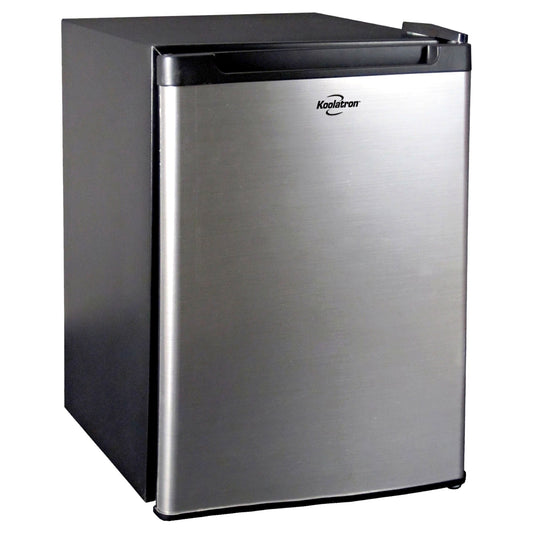 Koolatron SuperKool AC/DC Refrigerator Stainless Steel Portable Cooler Fits Most Truck Cabs | Silver & Black - KCR45B