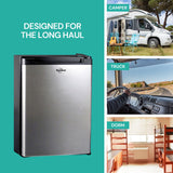 Koolatron SuperKool AC/DC Refrigerator Stainless Steel Portable Cooler Fits Most Truck Cabs | Silver & Black - KCR45B
