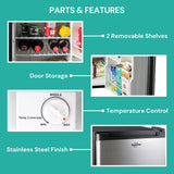 Koolatron SuperKool AC/DC Refrigerator Stainless Steel Portable Cooler Fits Most Truck Cabs | Silver & Black - KCR45B