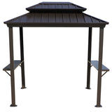 Kozyard 6' x 8' BBQ Hardtop Grill Gazebo, Aluminum with Steel Roof & Side Shelves