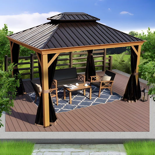 Kozyard Apollo 10’x12’ Hardtop Gazebo, Aluminum Frame, Steel Roof, Netting