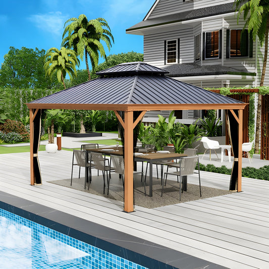 Kozyard KZPHG1214 12x14 Hardtop Gazebo, Aluminum Frame, Steel Roof