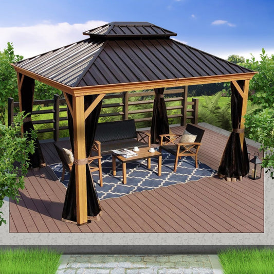 Kozyard Apollo 12' x 20' Hardtop Gazebo, Aluminum Frame, Netting - KZPHG1220