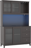 Costway Kitchen Pantry Storage Cabinet with LED Lights and Power Outlet New - JV11630US-CF+