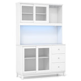 Costway Kitchen Pantry Storage Cabinet with LED Lights and Power Outlet New - JV11630US-CF+