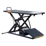 iDEAL Elec-Hydra Motorcycle Lift Bench w/Integrated Motor & Retractable Ramp - M-2200IEH-XR
